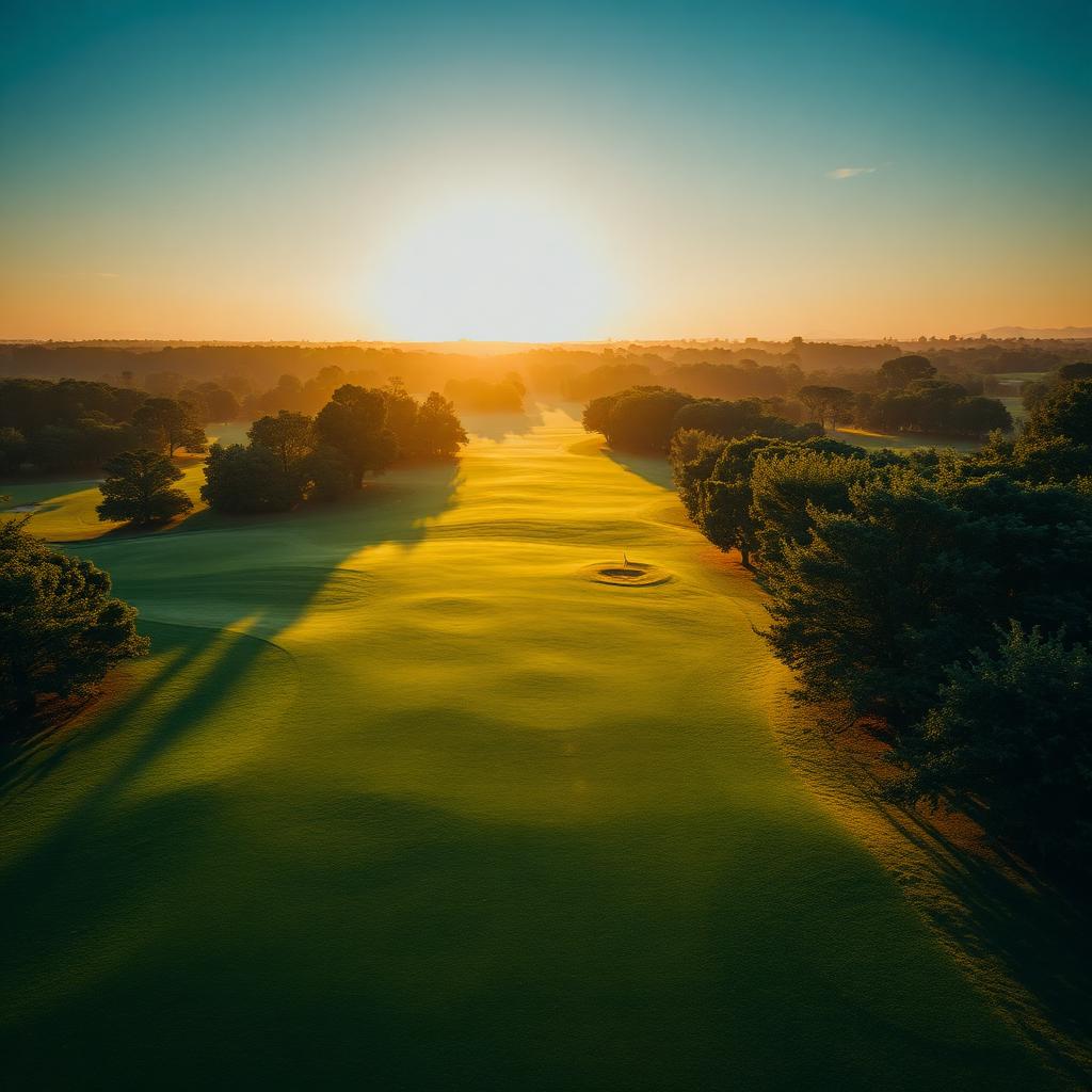 Golf course at sunset